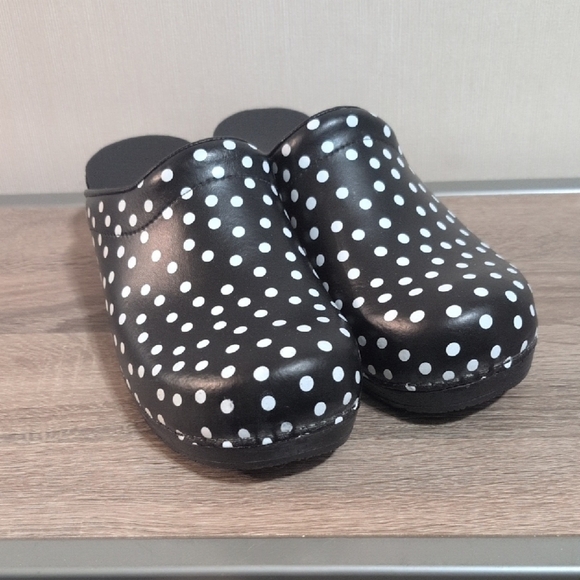 Sanita Shoes - Sanita Black and White Polka Dot Mules